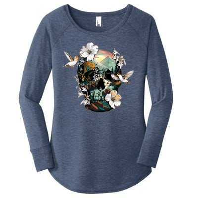 Wilderness Nature Lover Skull Women's Perfect Tri Tunic Long Sleeve Shirt