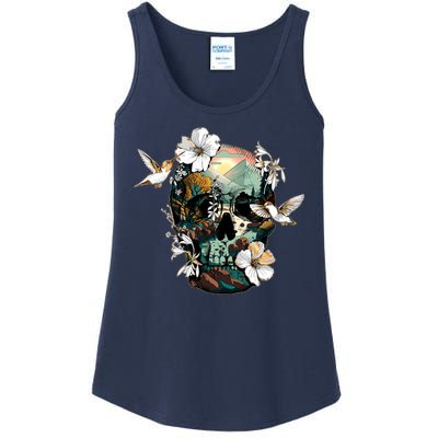 Wilderness Nature Lover Skull Ladies Essential Tank