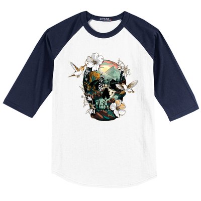 Wilderness Nature Lover Skull Baseball Sleeve Shirt