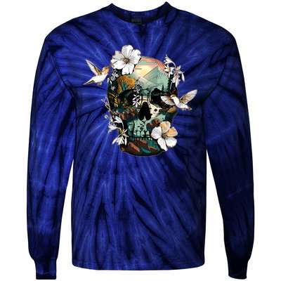 Wilderness Nature Lover Skull Tie-Dye Long Sleeve Shirt