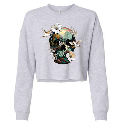 Wilderness Nature Lover Skull Cropped Pullover Crew