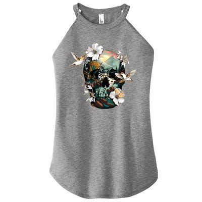 Wilderness Nature Lover Skull Women's Perfect Tri Rocker Tank