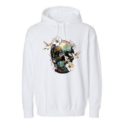 Wilderness Nature Lover Skull Garment-Dyed Fleece Hoodie