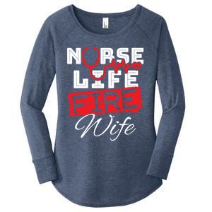 Wo Nurse Life Fire Wife Firefighter Wife Great Gift Women's Perfect Tri Tunic Long Sleeve Shirt