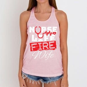 Wo Nurse Life Fire Wife Firefighter Wife Great Gift Women's Knotted Racerback Tank