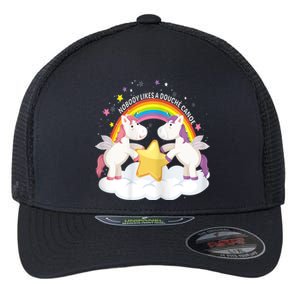 Womens Nobody Likes A Douche Canoe RainBow & Unicorn Flexfit Unipanel Trucker Cap