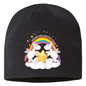 Womens Nobody Likes A Douche Canoe RainBow & Unicorn Sustainable Beanie