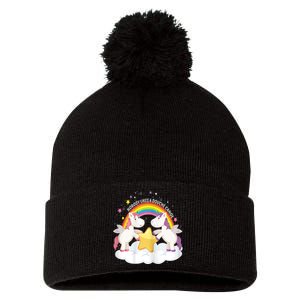 Womens Nobody Likes A Douche Canoe RainBow & Unicorn Pom Pom 12in Knit Beanie