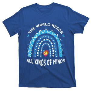 World Needs Minds Puzzle April Blue Rainbow Autism Awareness Funny Gift T-Shirt