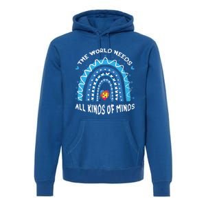 World Needs Minds Puzzle April Blue Rainbow Autism Awareness Funny Gift Premium Hoodie