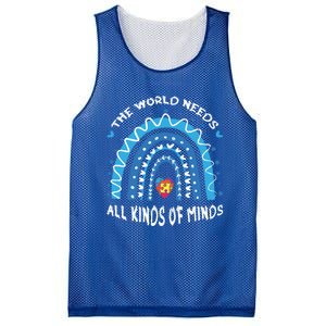 World Needs Minds Puzzle April Blue Rainbow Autism Awareness Funny Gift Mesh Reversible Basketball Jersey Tank