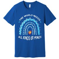 World Needs Minds Puzzle April Blue Rainbow Autism Awareness Funny Gift Premium T-Shirt