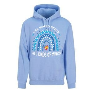 World Needs Minds Puzzle April Blue Rainbow Autism Awareness Funny Gift Unisex Surf Hoodie