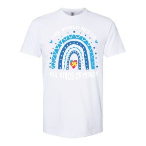 World Needs Minds Puzzle April Blue Rainbow Autism Awareness Funny Gift Softstyle CVC T-Shirt