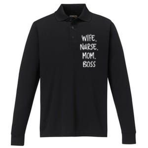 Wife Nurse Mom Boss Gift Performance Long Sleeve Polo