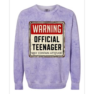 Warning Nager May Contain Attitude 13th Birthday Colorblast Crewneck Sweatshirt