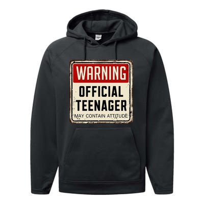 Warning Nager May Contain Attitude 13th Birthday Performance Fleece Hoodie