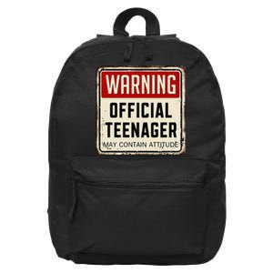 Warning Nager May Contain Attitude 13th Birthday 16 in Basic Backpack