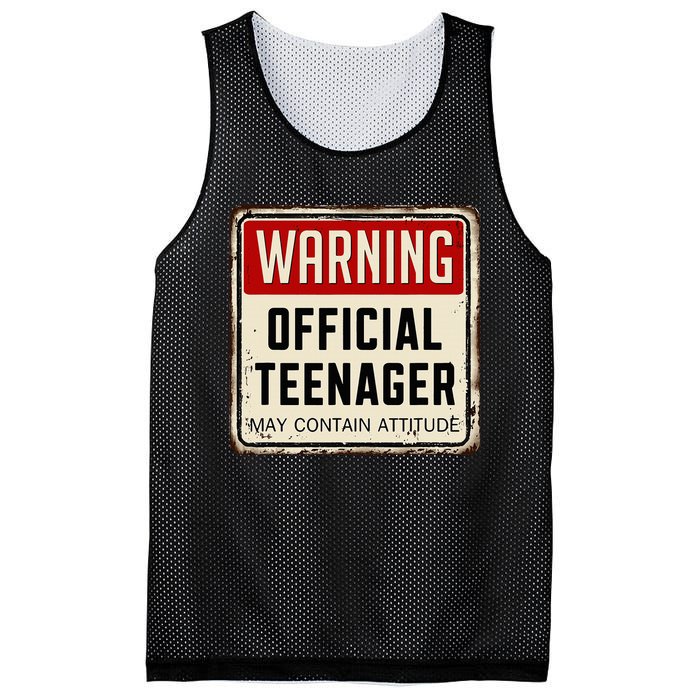 Warning Nager May Contain Attitude 13th Birthday Mesh Reversible Basketball Jersey Tank