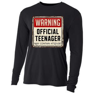 Warning Nager May Contain Attitude 13th Birthday Cooling Performance Long Sleeve Crew