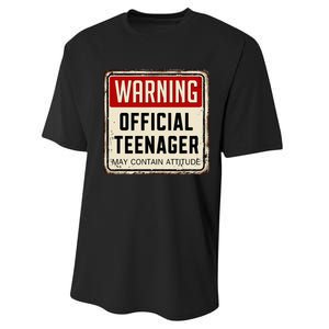 Warning Nager May Contain Attitude 13th Birthday Performance Sprint T-Shirt