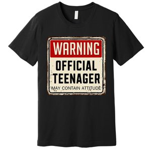 Warning Nager May Contain Attitude 13th Birthday Premium T-Shirt