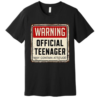 Warning Nager May Contain Attitude 13th Birthday Premium T-Shirt