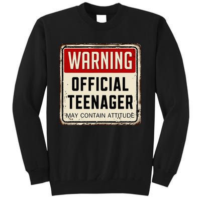 Warning Nager May Contain Attitude 13th Birthday Tall Sweatshirt