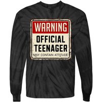 Warning Nager May Contain Attitude 13th Birthday Tie-Dye Long Sleeve Shirt