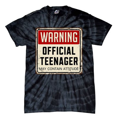 Warning Nager May Contain Attitude 13th Birthday Tie-Dye T-Shirt