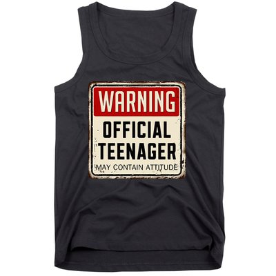 Warning Nager May Contain Attitude 13th Birthday Tank Top