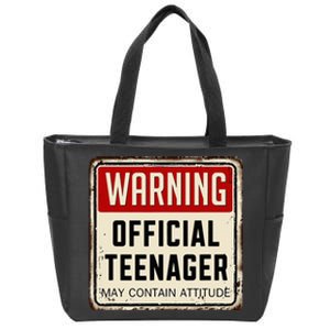 Warning Nager May Contain Attitude 13th Birthday Zip Tote Bag