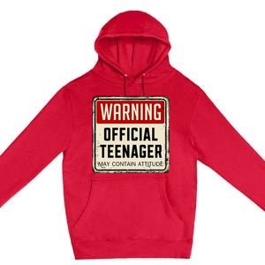 Warning Nager May Contain Attitude 13th Birthday Premium Pullover Hoodie