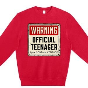 Warning Nager May Contain Attitude 13th Birthday Premium Crewneck Sweatshirt