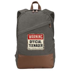 Warning Nager May Contain Attitude 13th Birthday Cotton Canvas Backpack