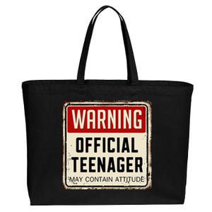 Warning Nager May Contain Attitude 13th Birthday Cotton Canvas Jumbo Tote