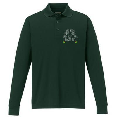 Who Need Mistletoe When You're This Gorgeous Performance Long Sleeve Polo