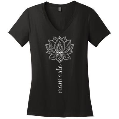 Womens Namaste Mandala Lotus Meditation Workout Yoga Lover Women's V-Neck T-Shirt