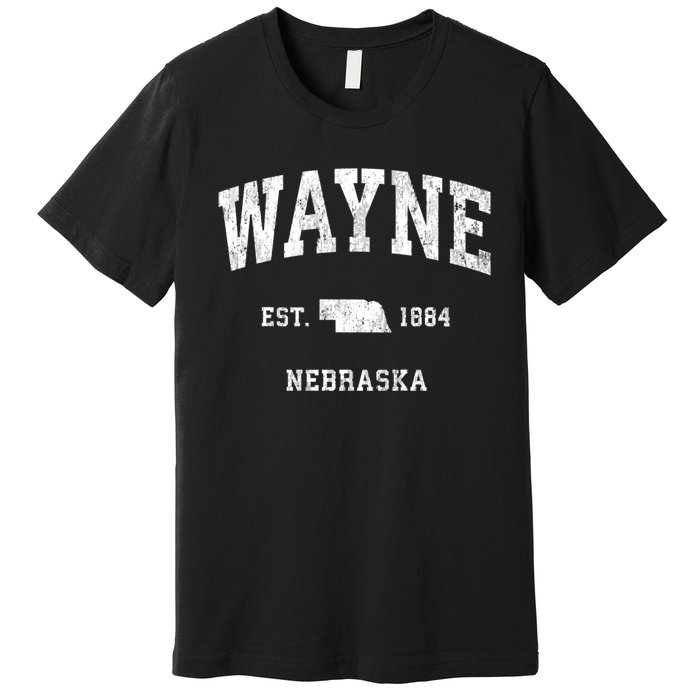 Wayne Nebraska Ne Vintage Athletic Black Sports Premium T-Shirt