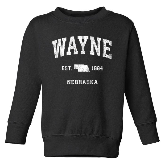 Wayne Nebraska Ne Vintage Athletic Black Sports Toddler Sweatshirt