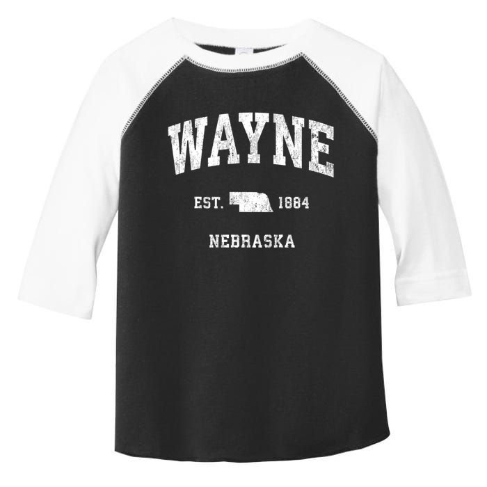 Wayne Nebraska Ne Vintage Athletic Black Sports Toddler Fine Jersey T-Shirt