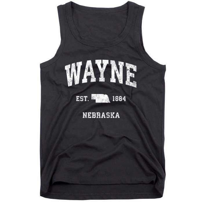 Wayne Nebraska Ne Vintage Athletic Black Sports Tank Top