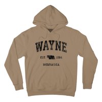 Wayne Nebraska Ne Vintage Athletic Black Sports Hoodie