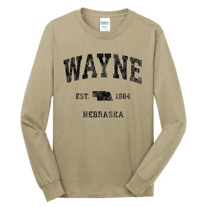 Wayne Nebraska Ne Vintage Athletic Black Sports Tall Long Sleeve T-Shirt