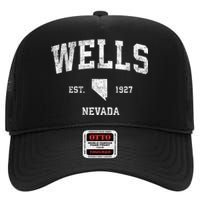 Wells Nevada Nv Vintage Athletic Sports High Crown Mesh Back Trucker Hat