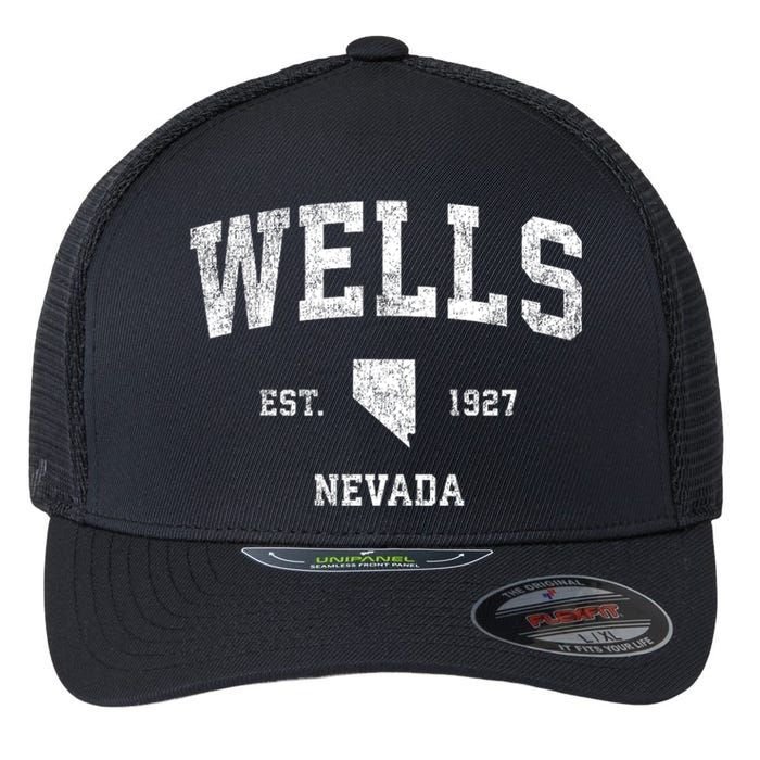 Wells Nevada Nv Vintage Athletic Sports Flexfit Unipanel Trucker Cap