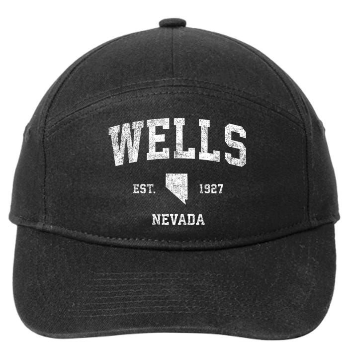 Wells Nevada Nv Vintage Athletic Sports 7-Panel Snapback Hat