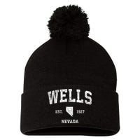 Wells Nevada Nv Vintage Athletic Sports Pom Pom 12in Knit Beanie