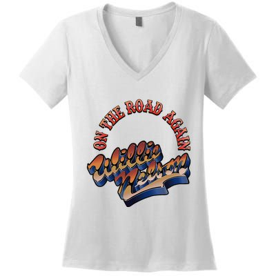 W.I.L.L.I.E Nelson On The Road Again Women's V-Neck T-Shirt