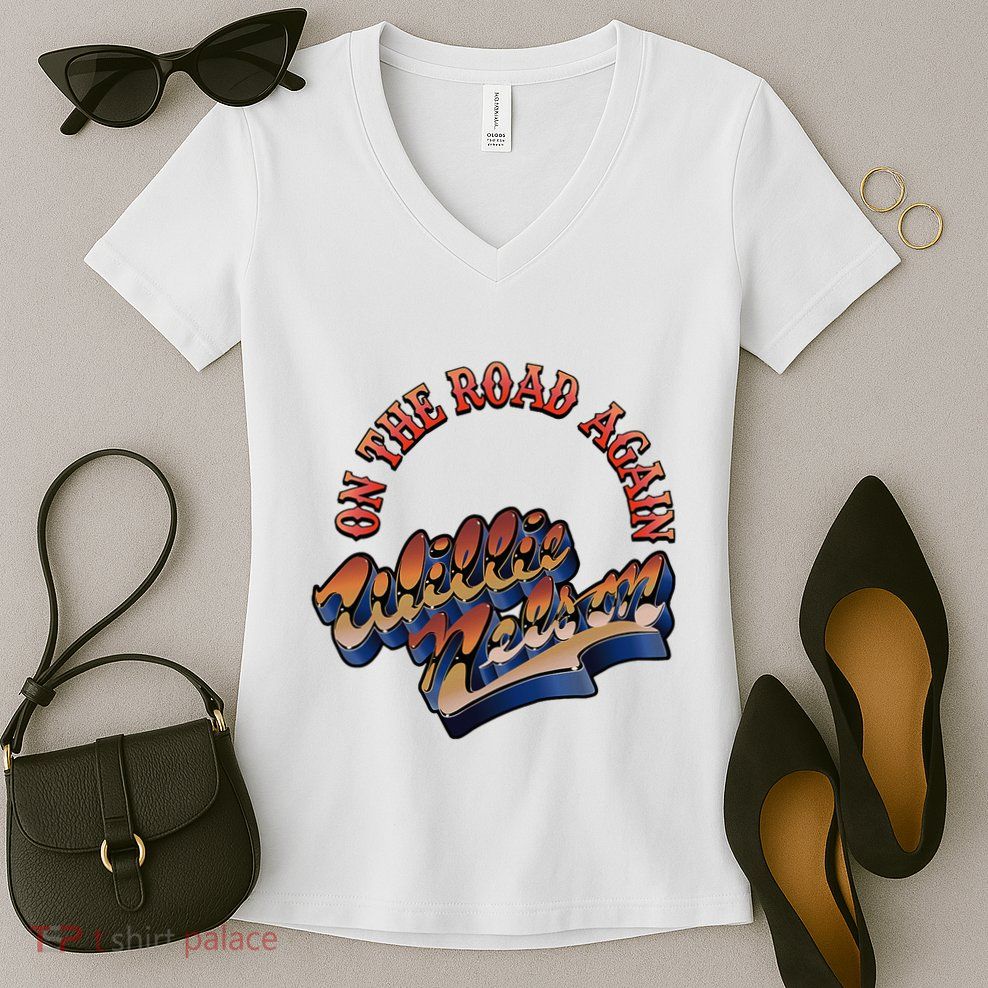 W.I.L.L.I.E Nelson On The Road Again Women's V-Neck T-Shirt
